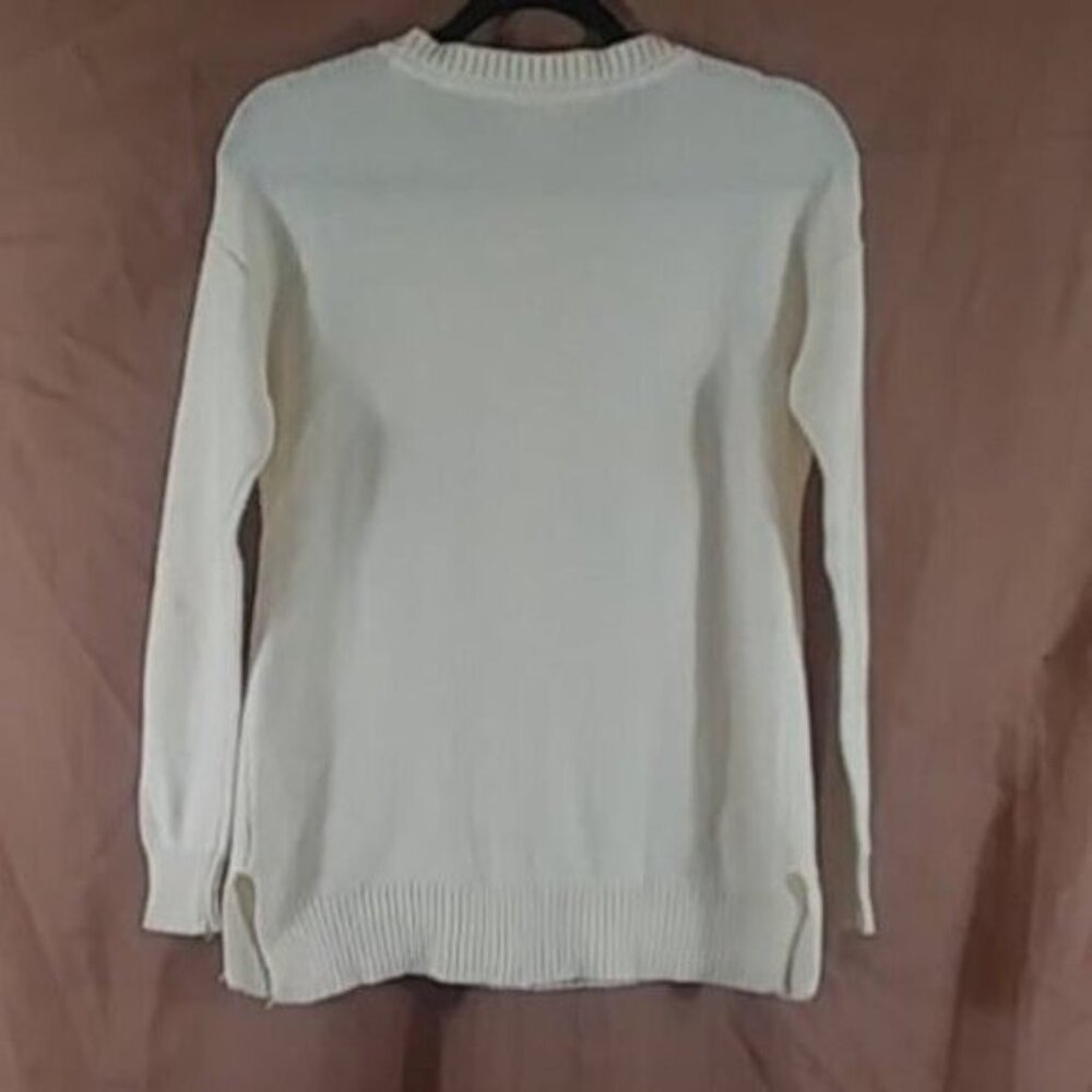Stylus Women's White Long Sleeve Crewneck Pullover Irish Spring Sweater Size S - Picture 2 of 7